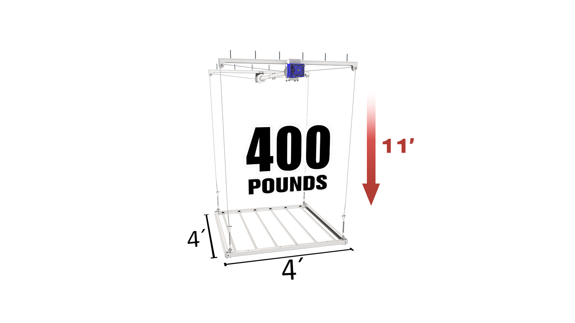 🥇 4'X4′ E-Z Lift MAX – 11′ Drop
