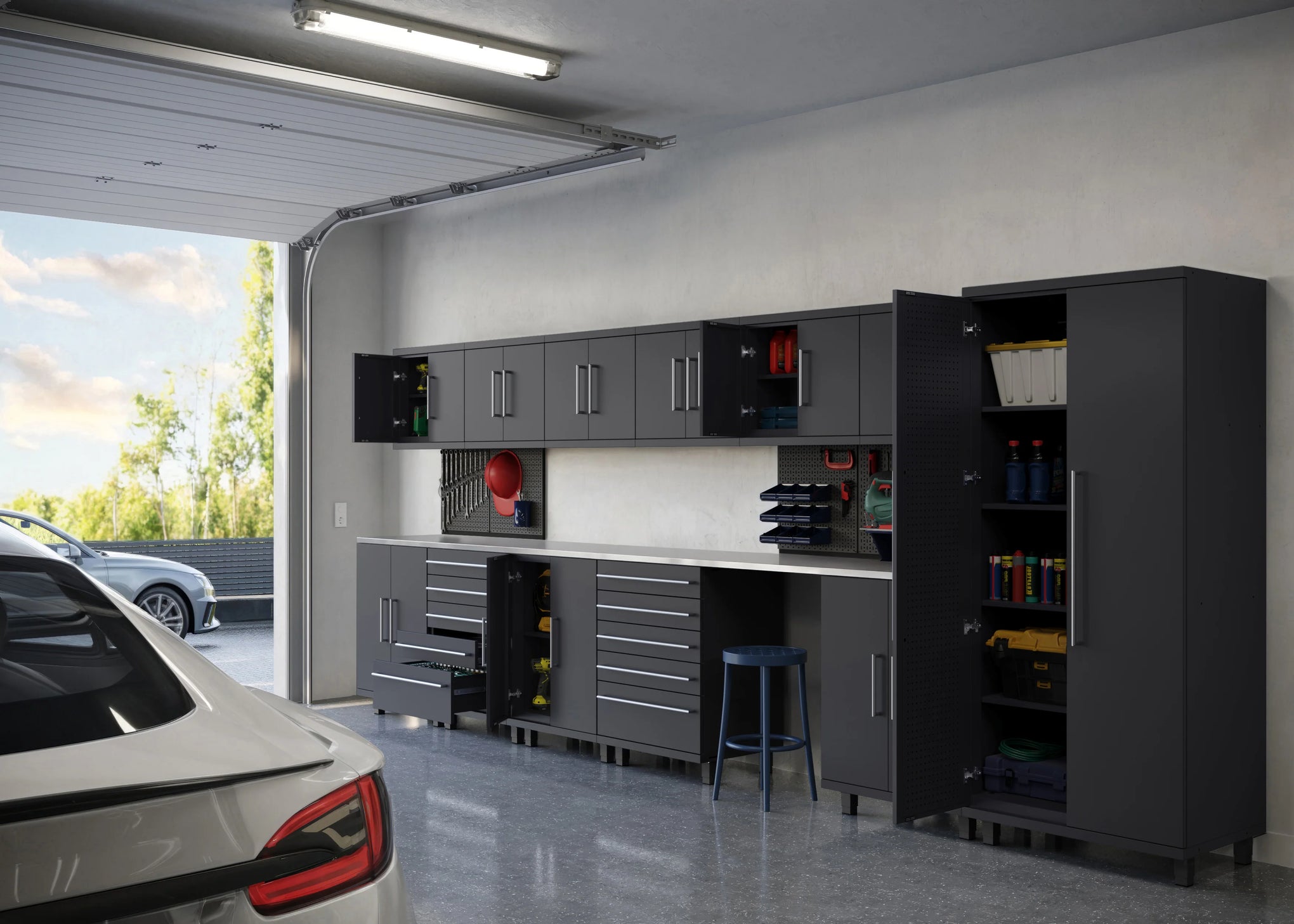 🥇 Prestige 7 Pc Garage Cabinet series Natural Wood
