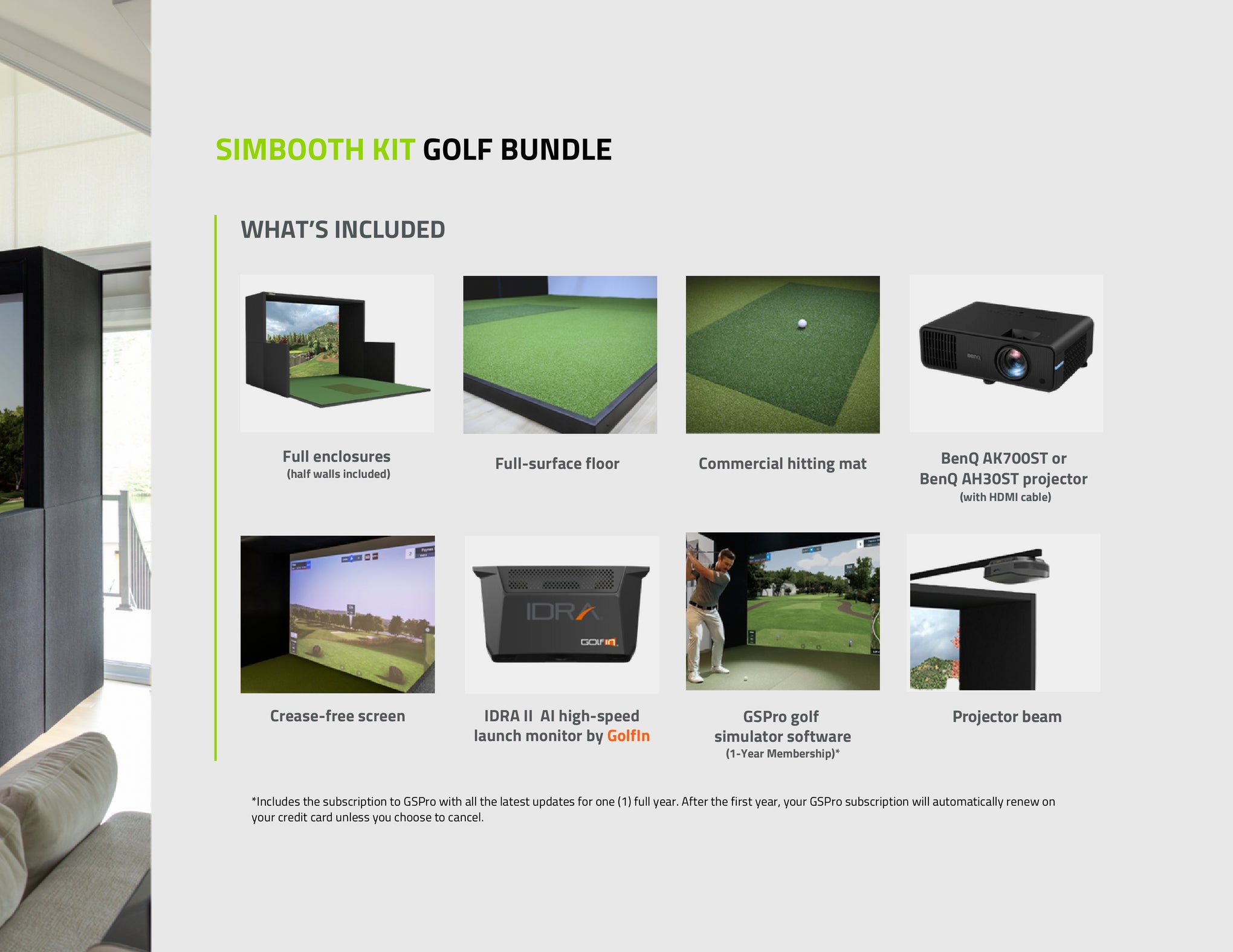 🥇 Golf Simulator KIT1 PACKAGE