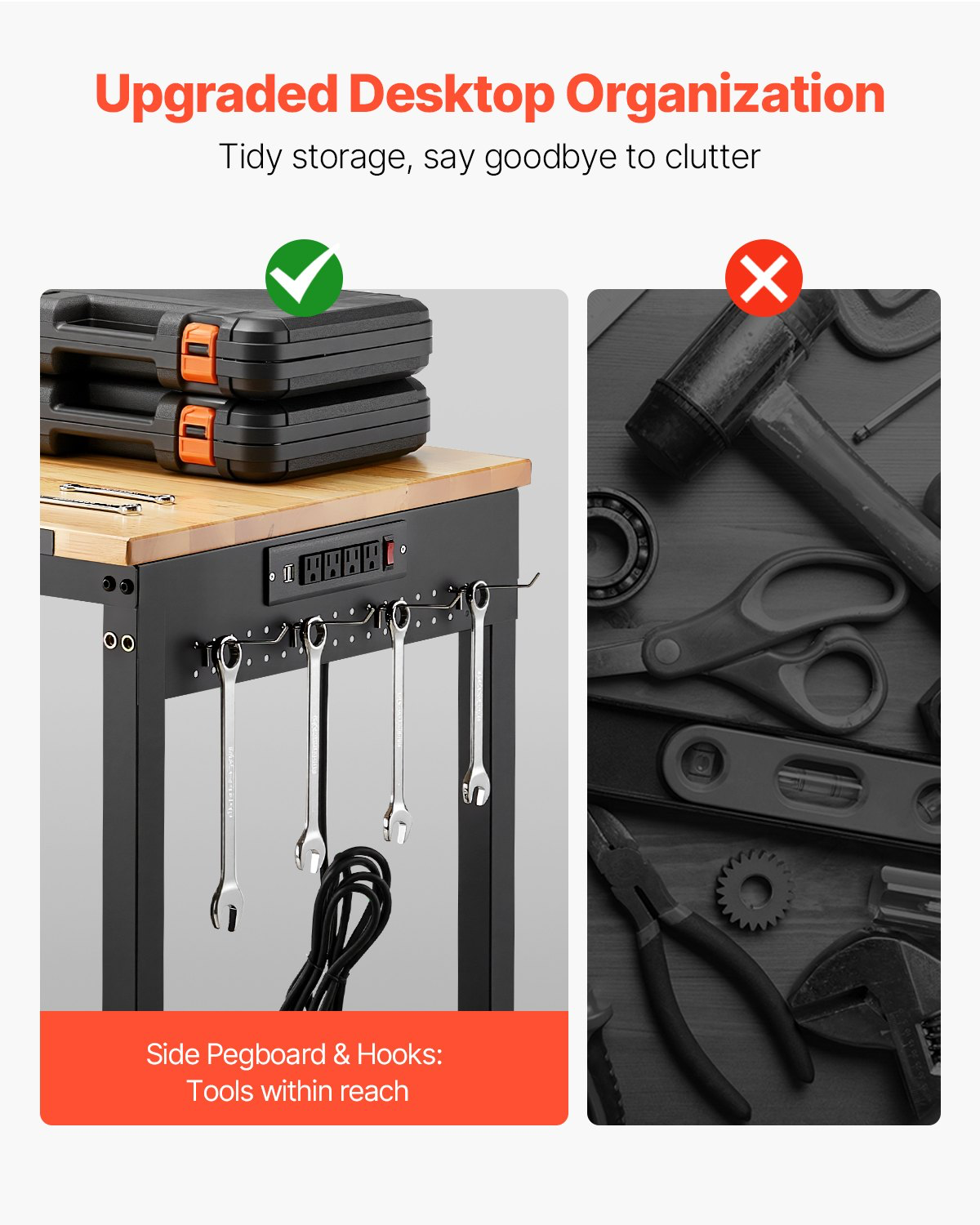 48-Inch Adjustable Workbench,48"x24" with power outlet, Free Shipping