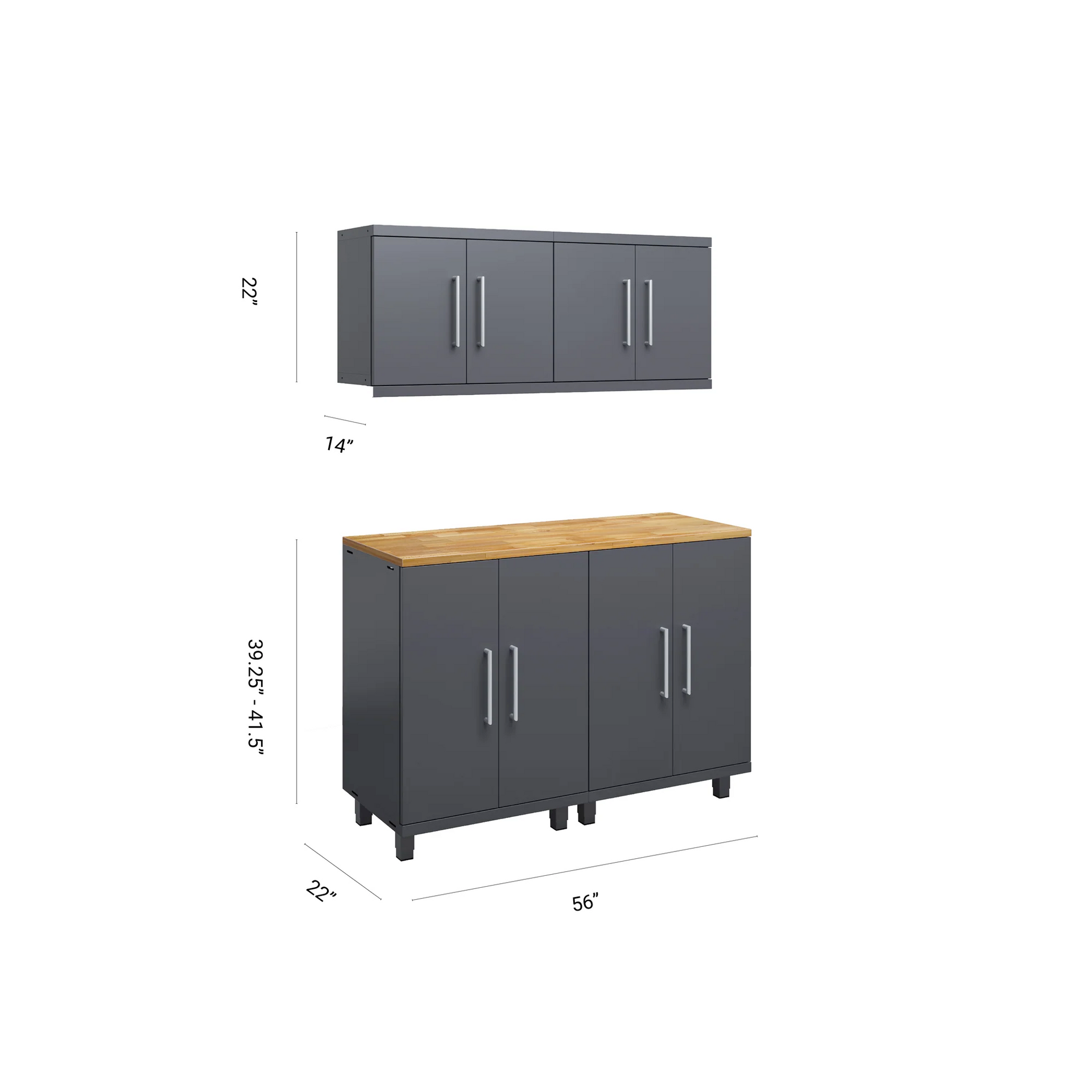 Prestige Series 5pc Garage Cabinet Set natural wood worktop