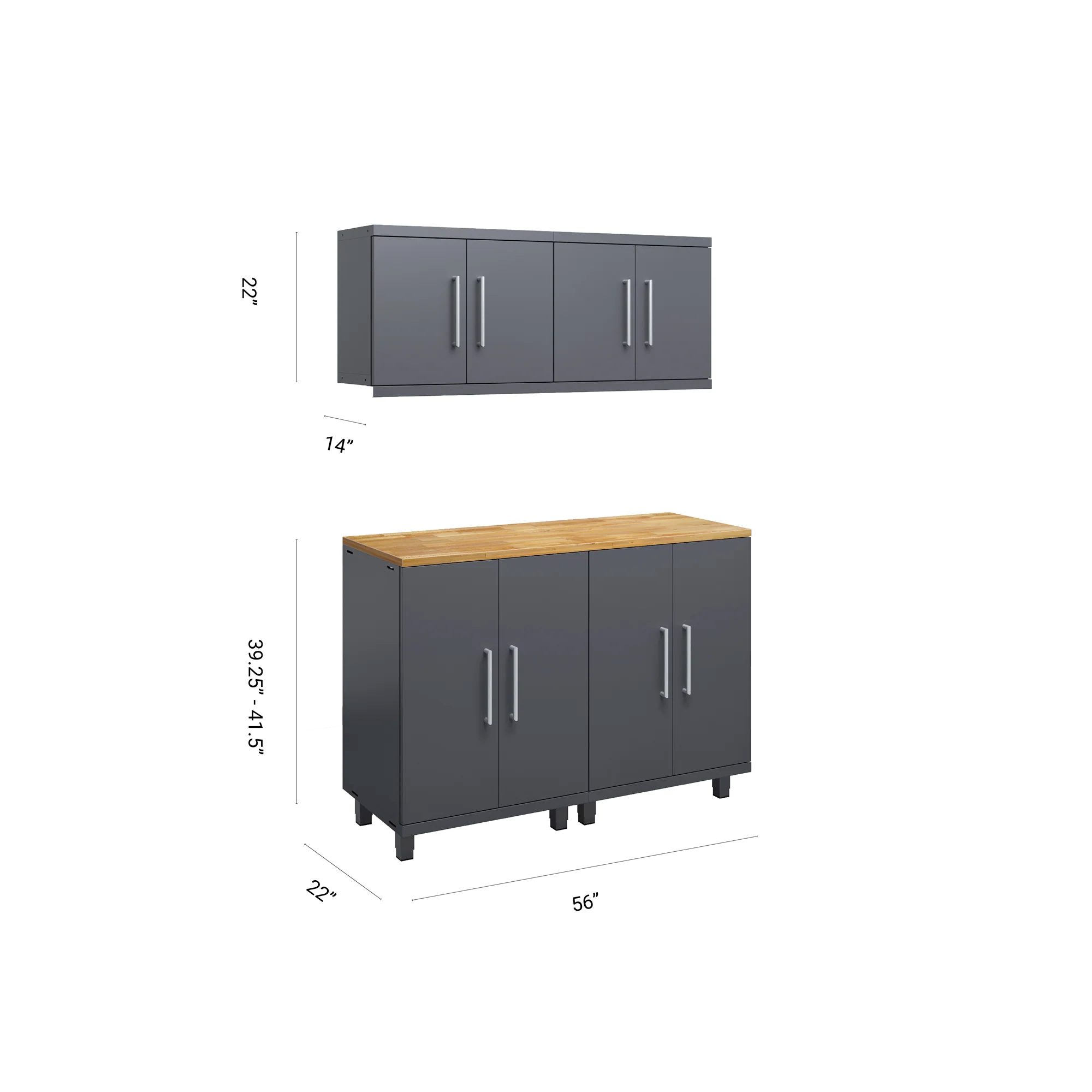Prestige Series 5pc Garage Cabinet Set natural wood worktop