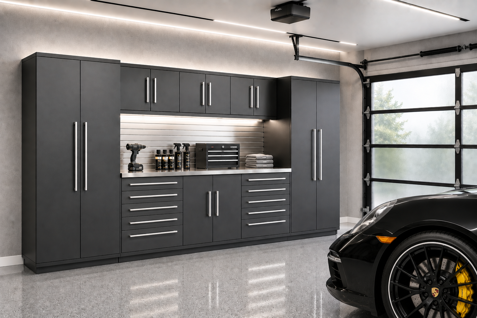 🥇 Core Plus Series 9 pc Garage Cabinet series.    Stainless steel work top