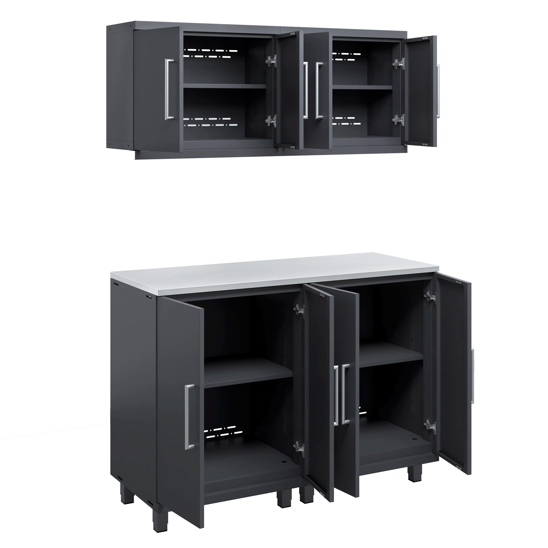 🥇 Prestige Series 5pc Garage Cabinet Set Stainless Steel worktop