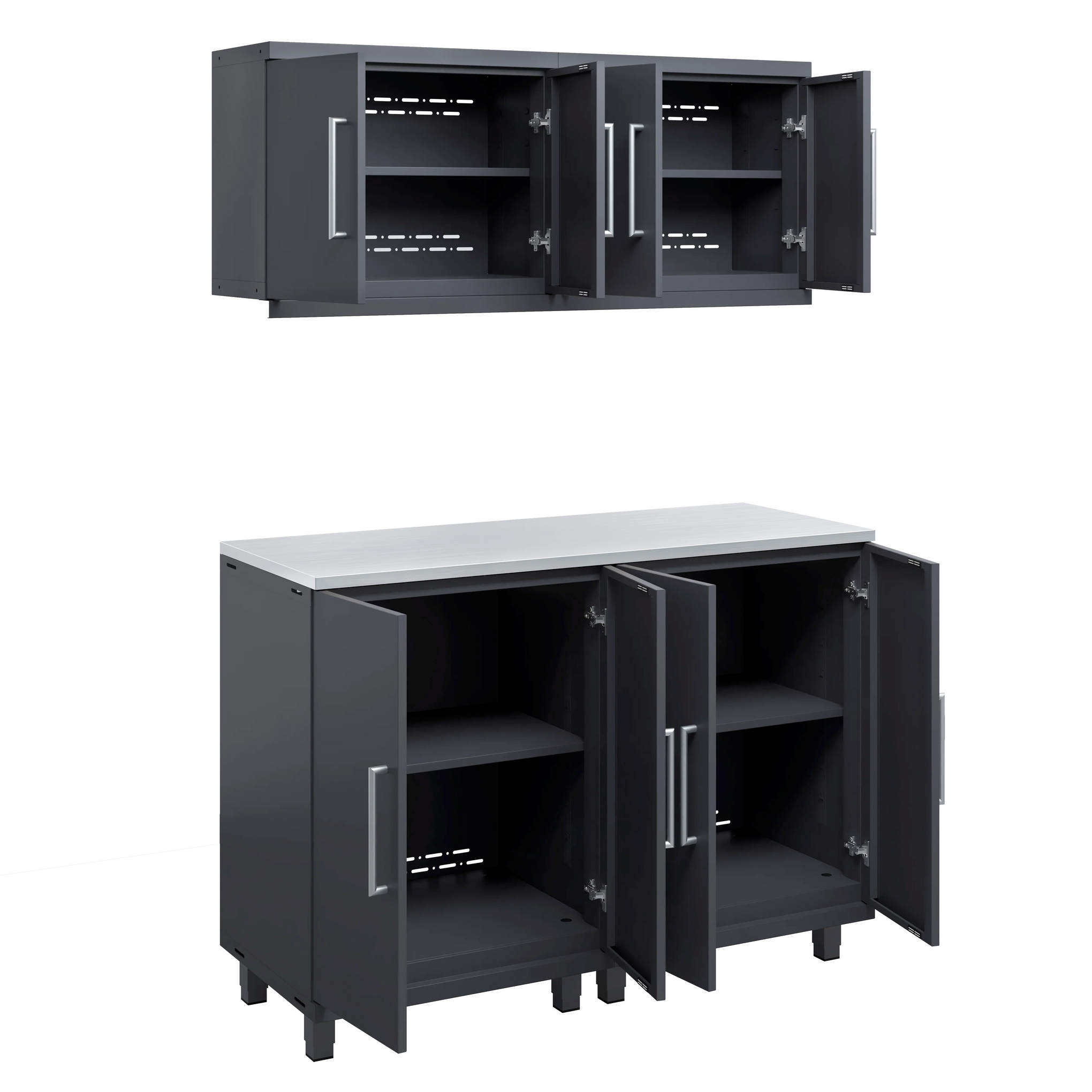 🥇 Prestige Series 5pc Garage Cabinet Set Stainless Steel worktop
