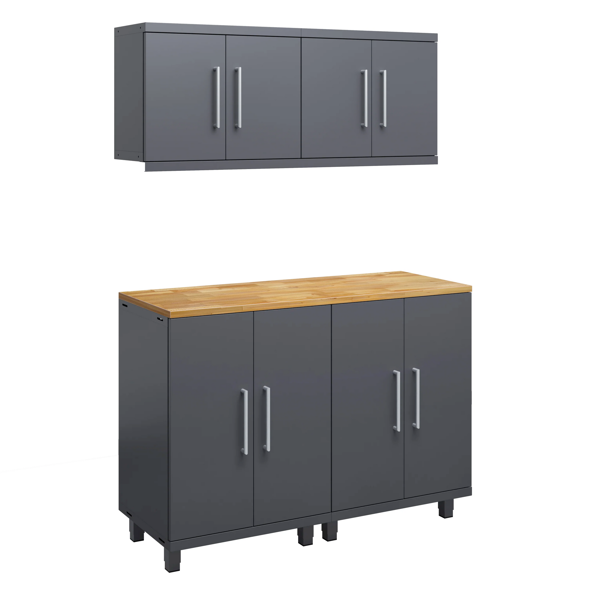 Prestige Series 5pc Garage Cabinet Set natural wood worktop