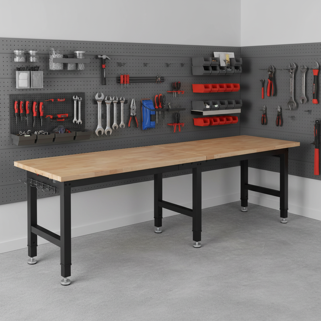 EXTRA LARGE -96 x 24 Inch  Wood Top Workstation with 4 AC Outlets & 2 USB. -Free Shipping