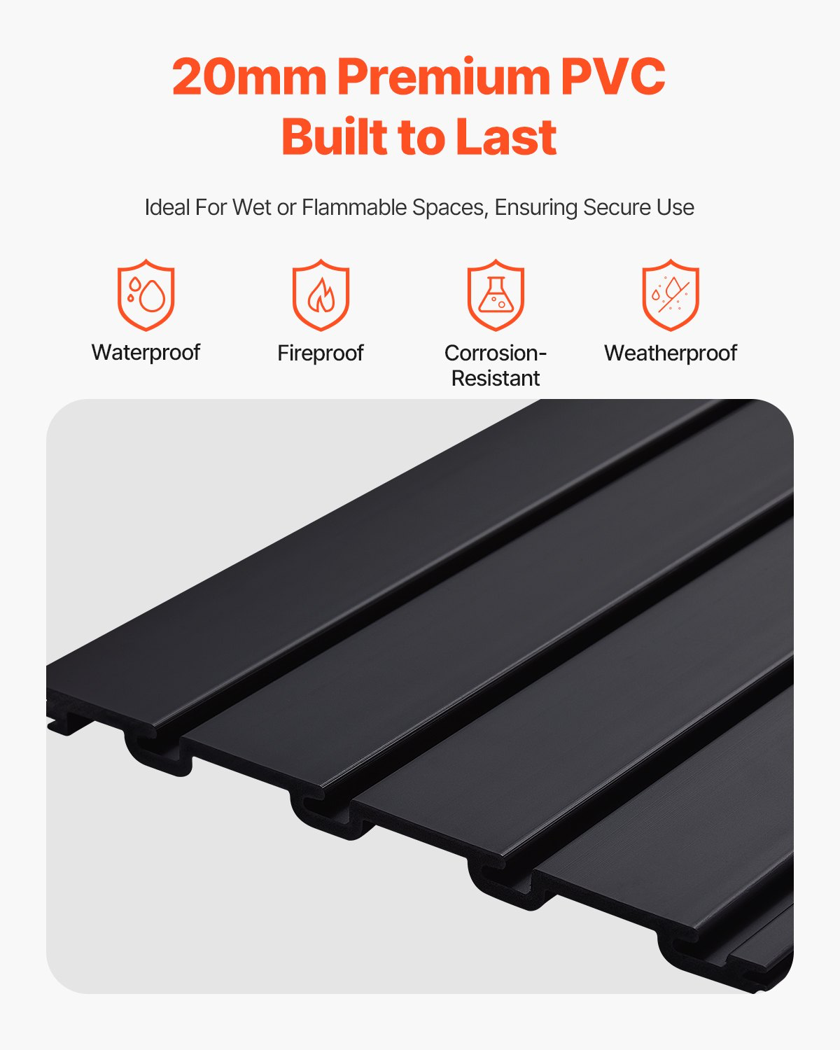 Slat Wall Paneling, 4 X 4 Ft Black