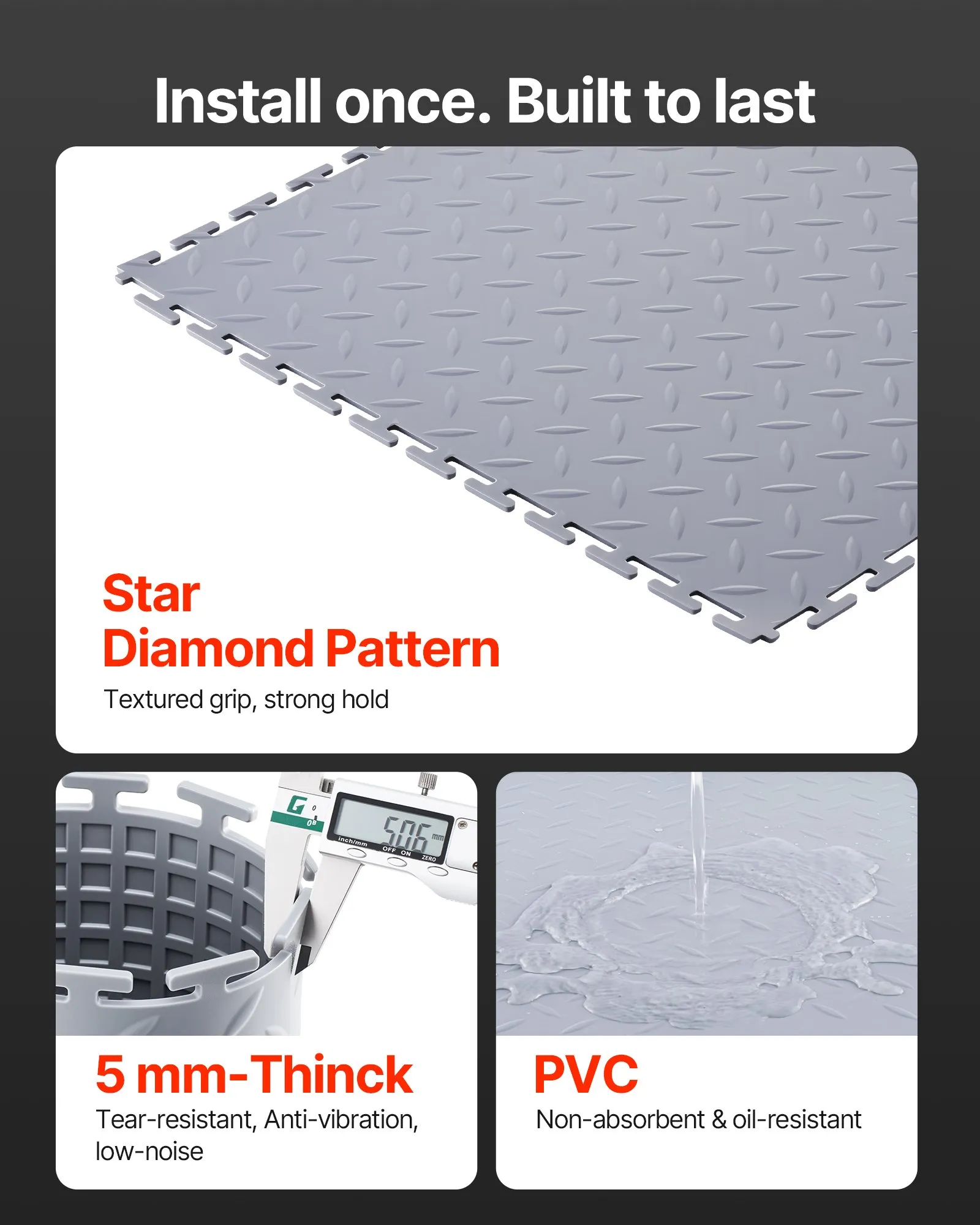 G&M -Garage Floor Tiles Interlocking, 8 Pack 20.2 x 20.2 x 0.2