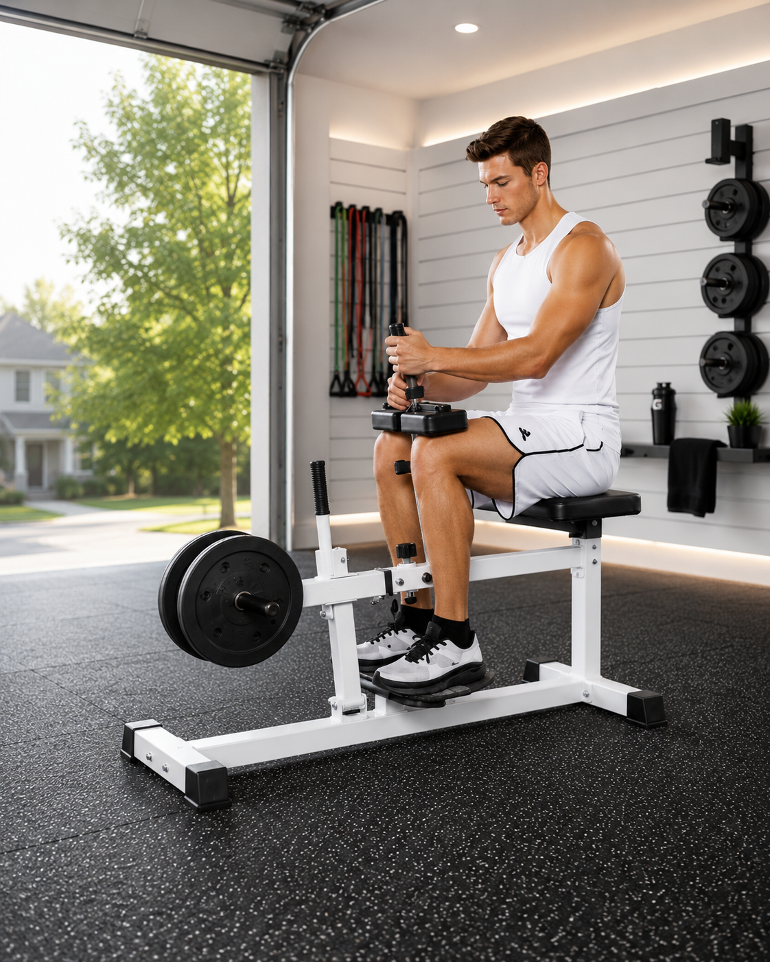 🥈 Adjustable Steel Seated Calf Raise, Black