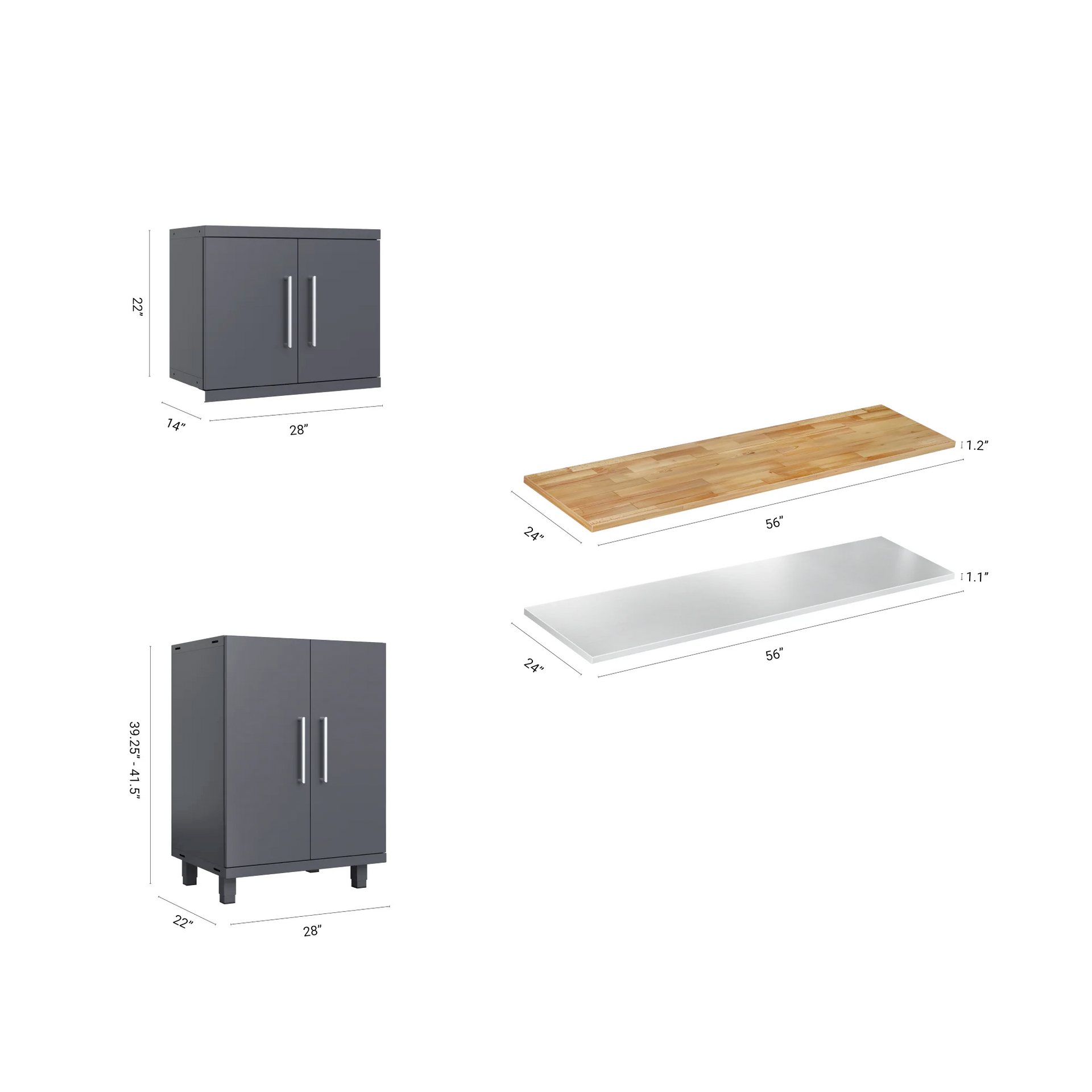 🥇 Prestige Series 5pc Garage Cabinet Set Stainless Steel worktop