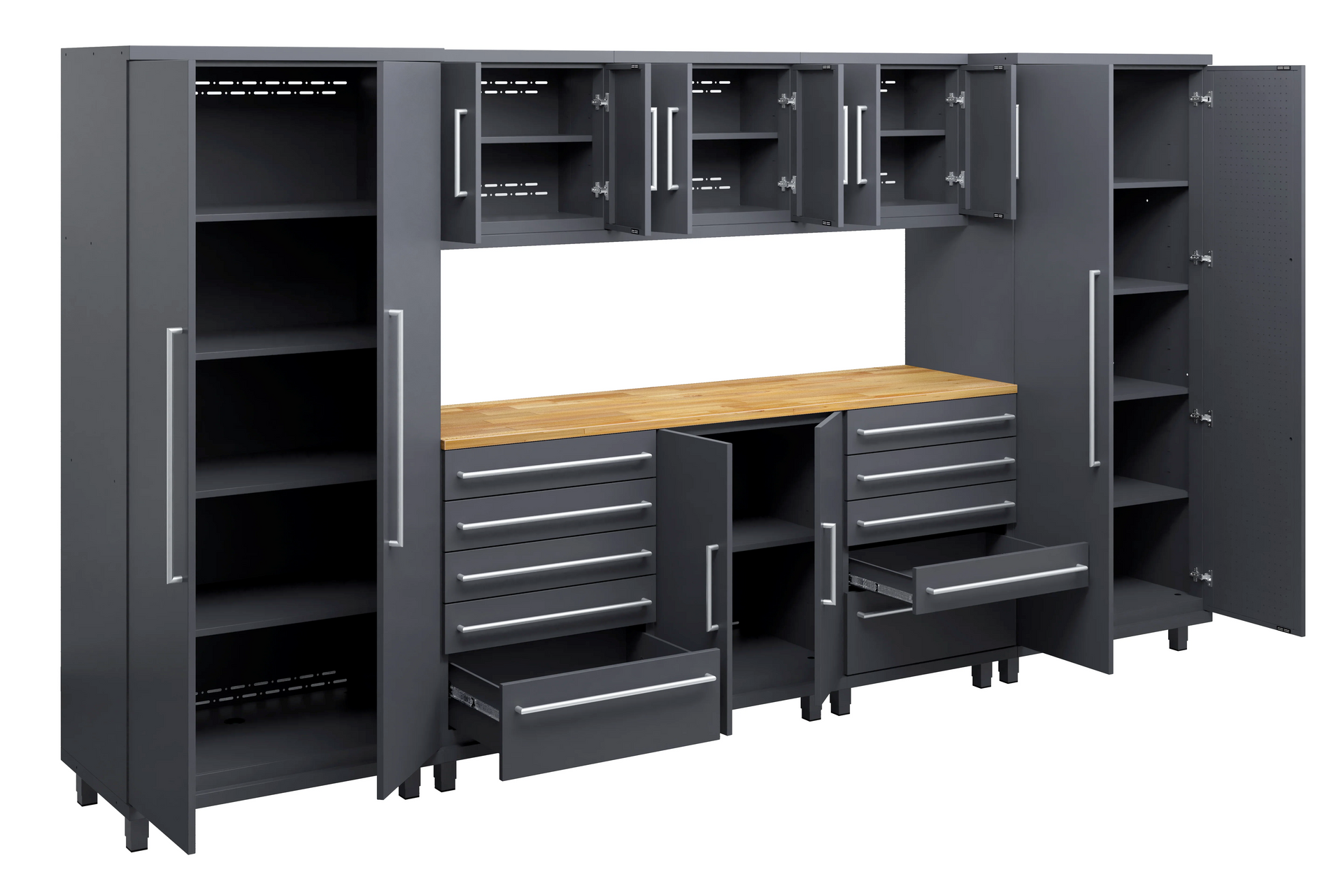 🥇 Prestige 9 Pc Garage Cabinet series stainless steel work top