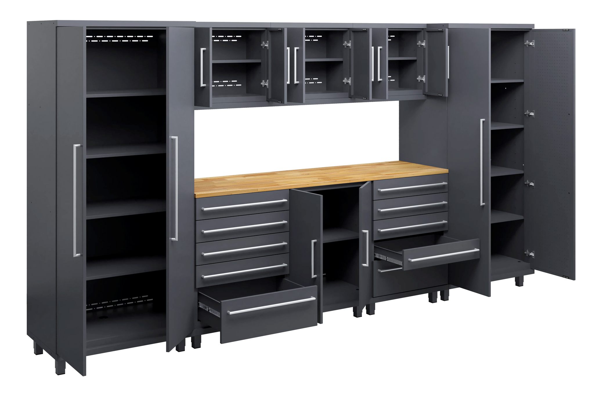 🥇 Prestige 9 Pc Garage Cabinet series stainless steel work top