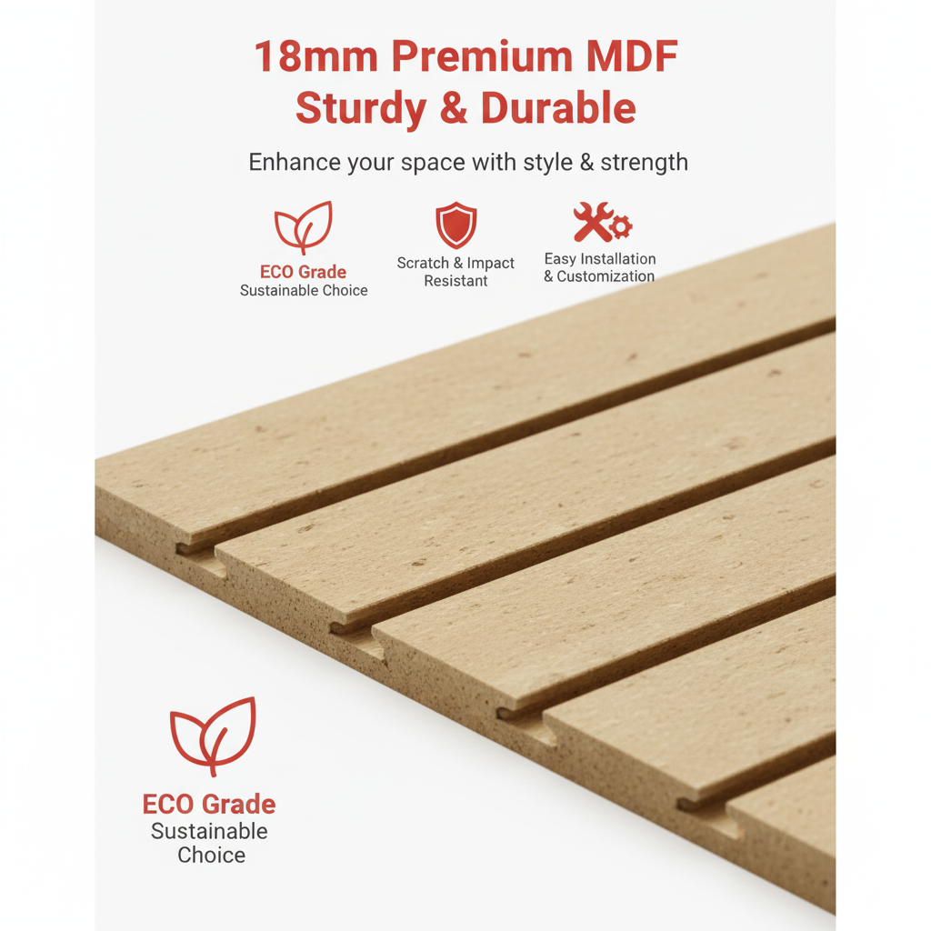 18mm Premium MDF slat wall panel sturdy and durable material infographic
