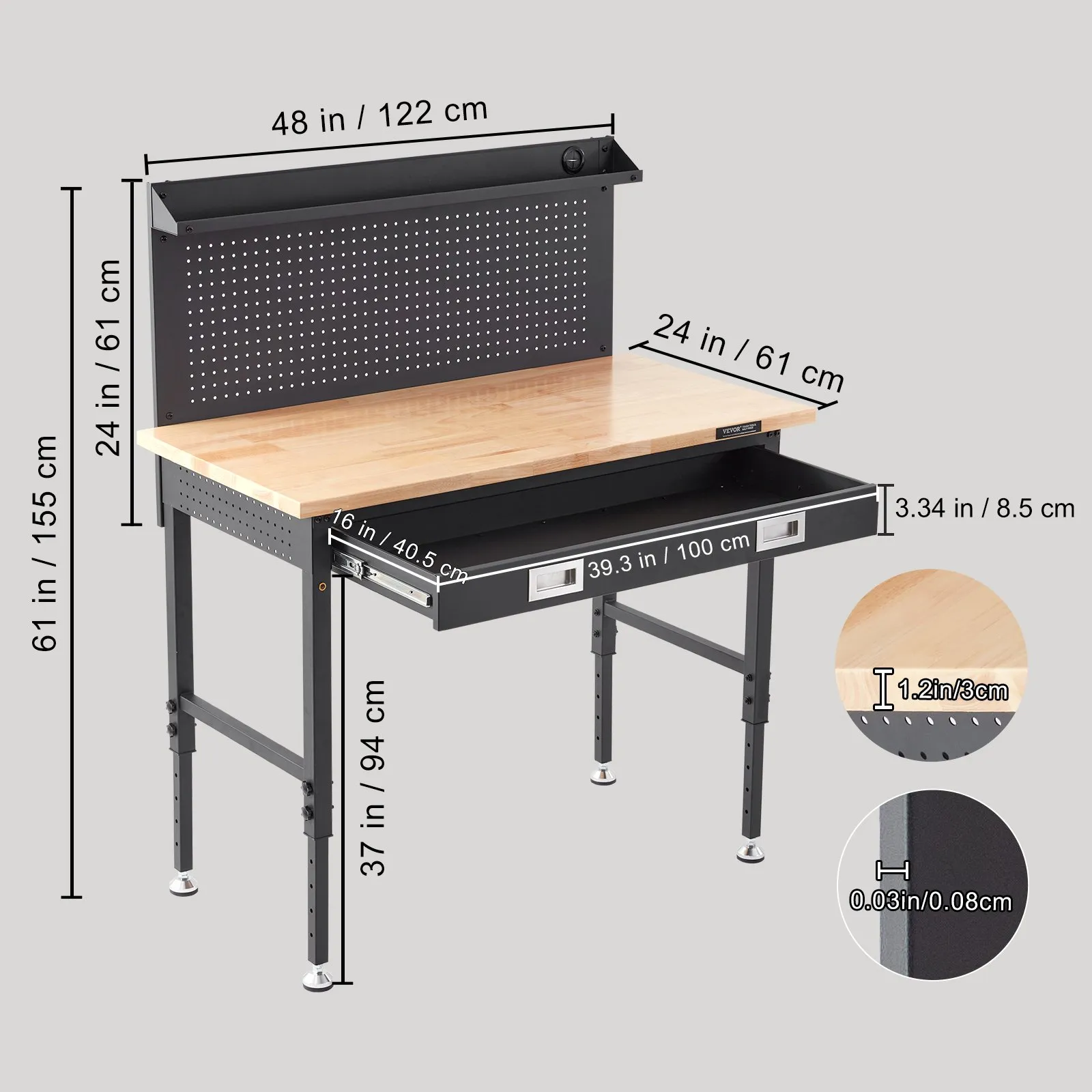 G&M Work Bench-VR-48 Adjustable height