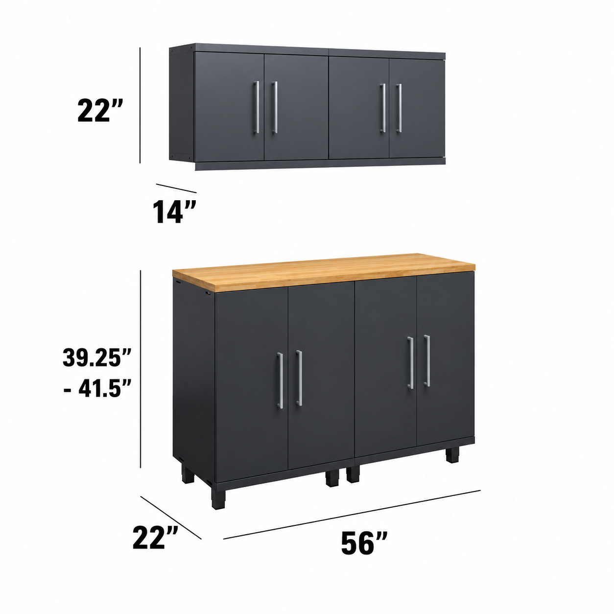 Prestige Series 5pc Garage Cabinet Set natural wood worktop