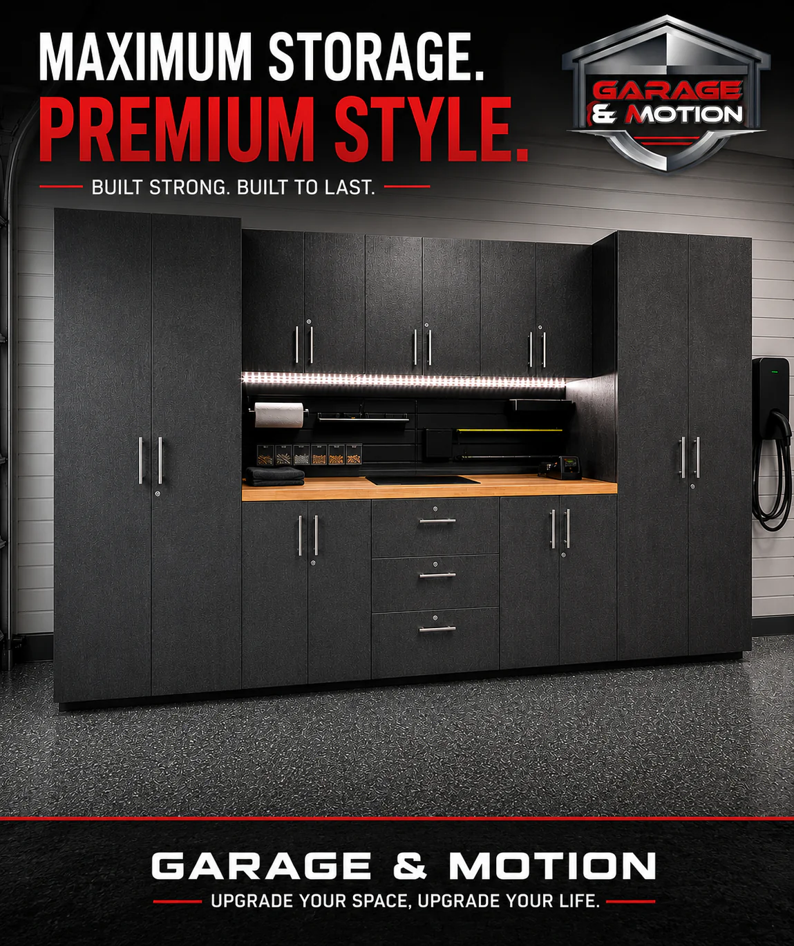 GM-Atlas Premium Garage Cabinets - 9PC- Classic Black