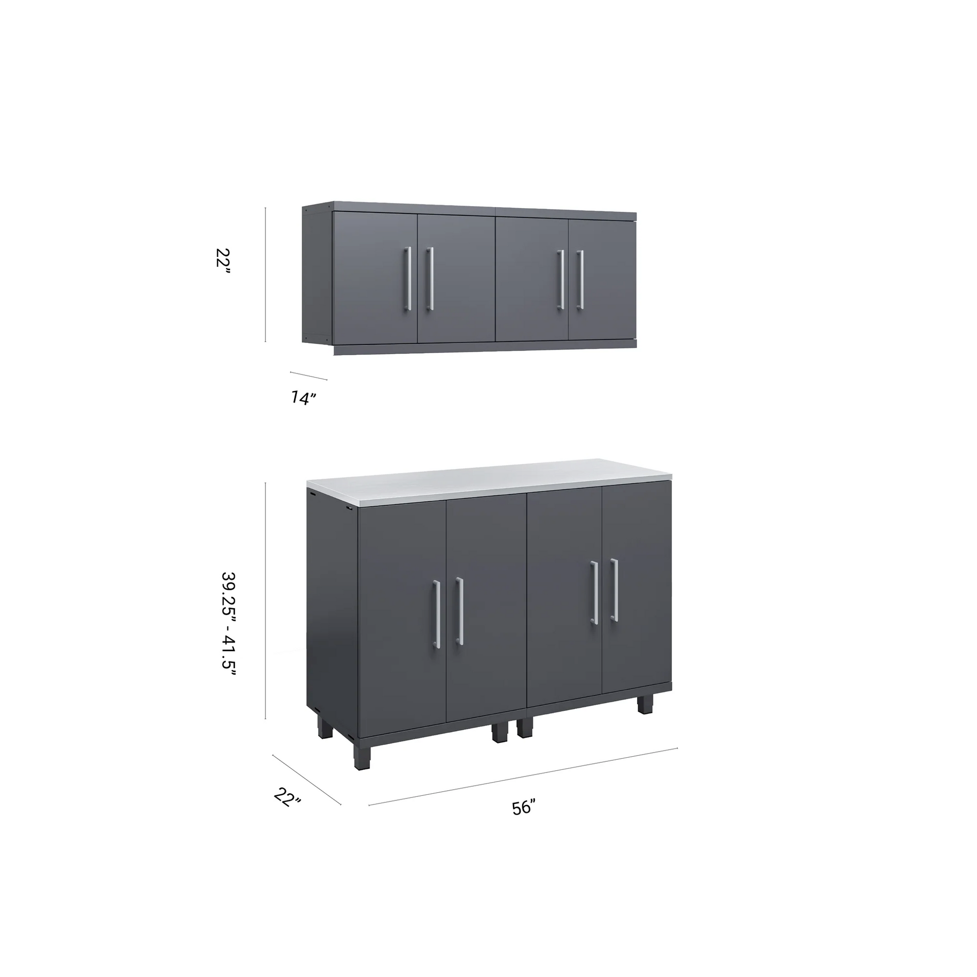 🥇 Prestige Series 5pc Garage Cabinet Set Stainless Steel worktop