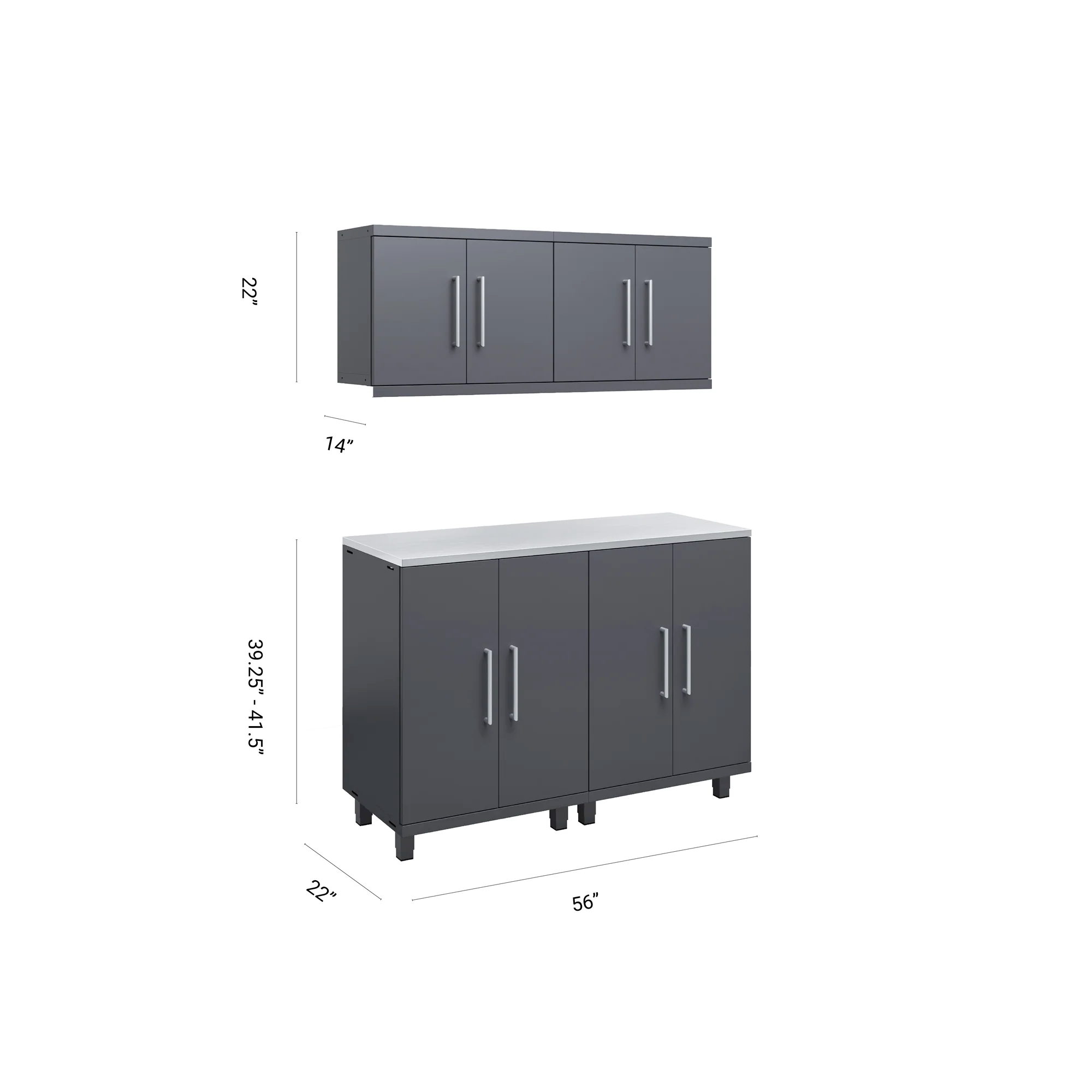 🥇 Prestige Series 5pc Garage Cabinet Set Stainless Steel worktop