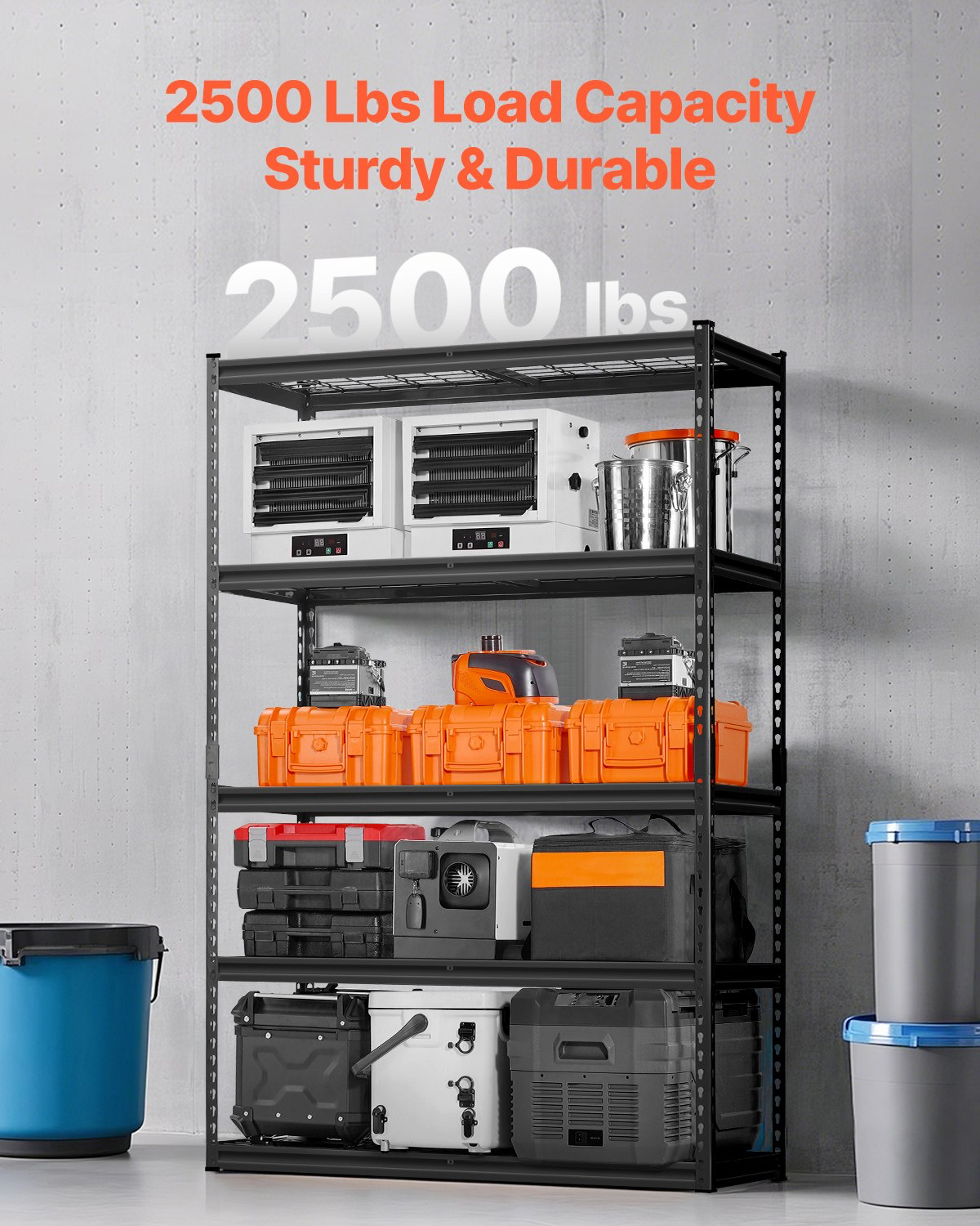 5-Tier Heavy Duty Shelving Unit - 2500 lbs Capacity - Free Freight