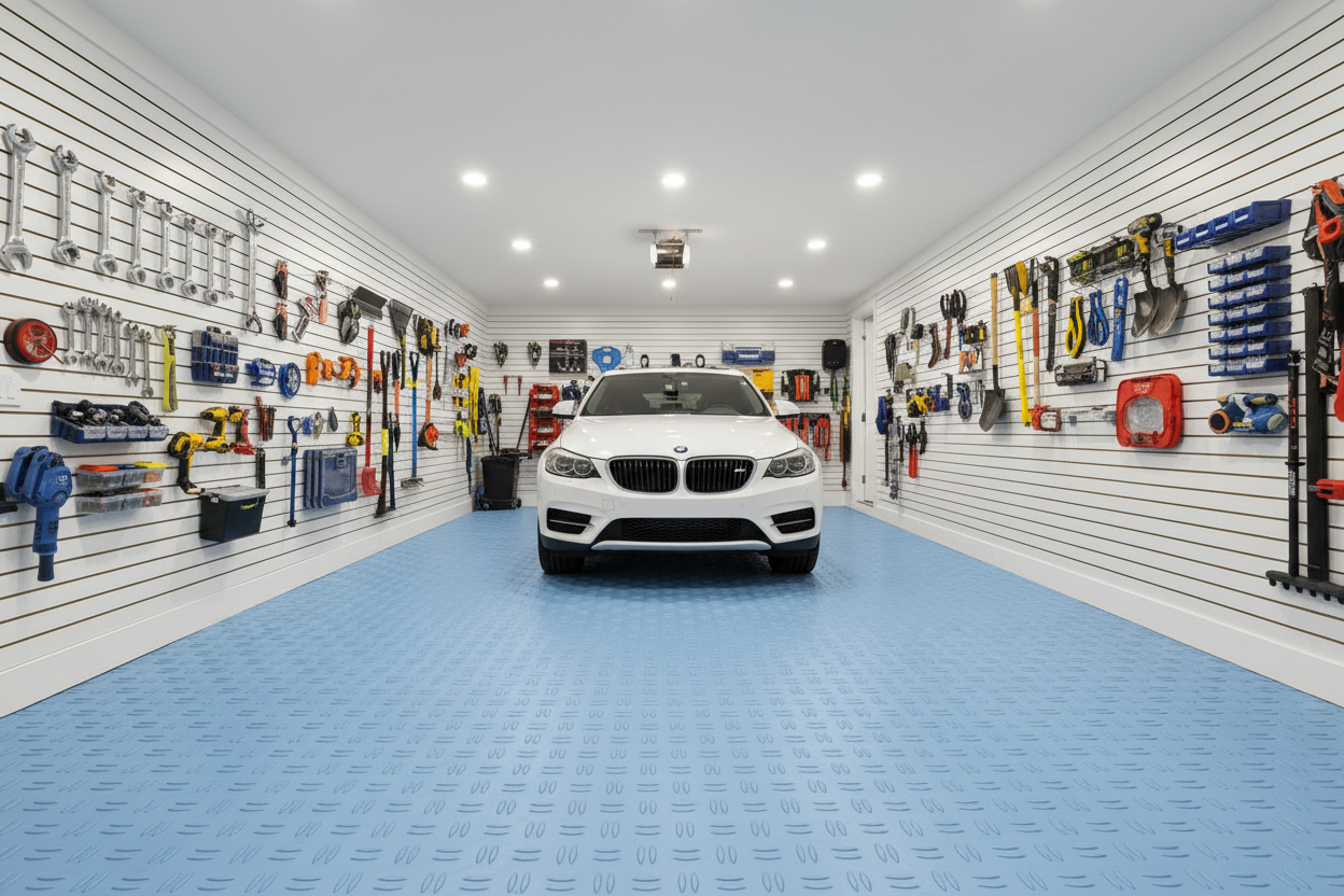 Light Blue Diamond Tread Garage