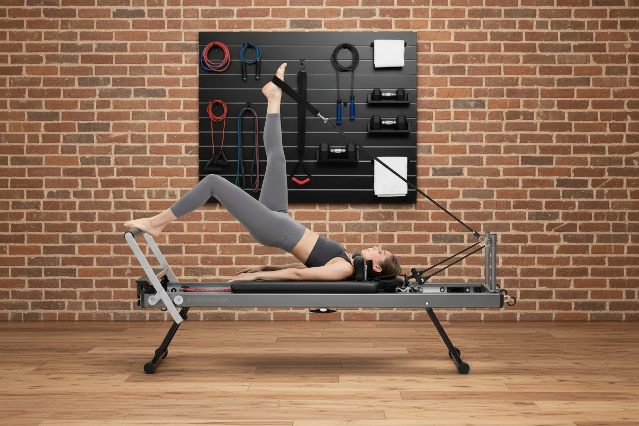 Woman Using Pilates Reformer - Clean Lifestyle Shot